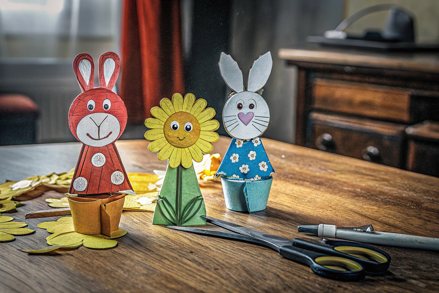 Bunte Figuren aus Krepppapier Krepppapier Figuren