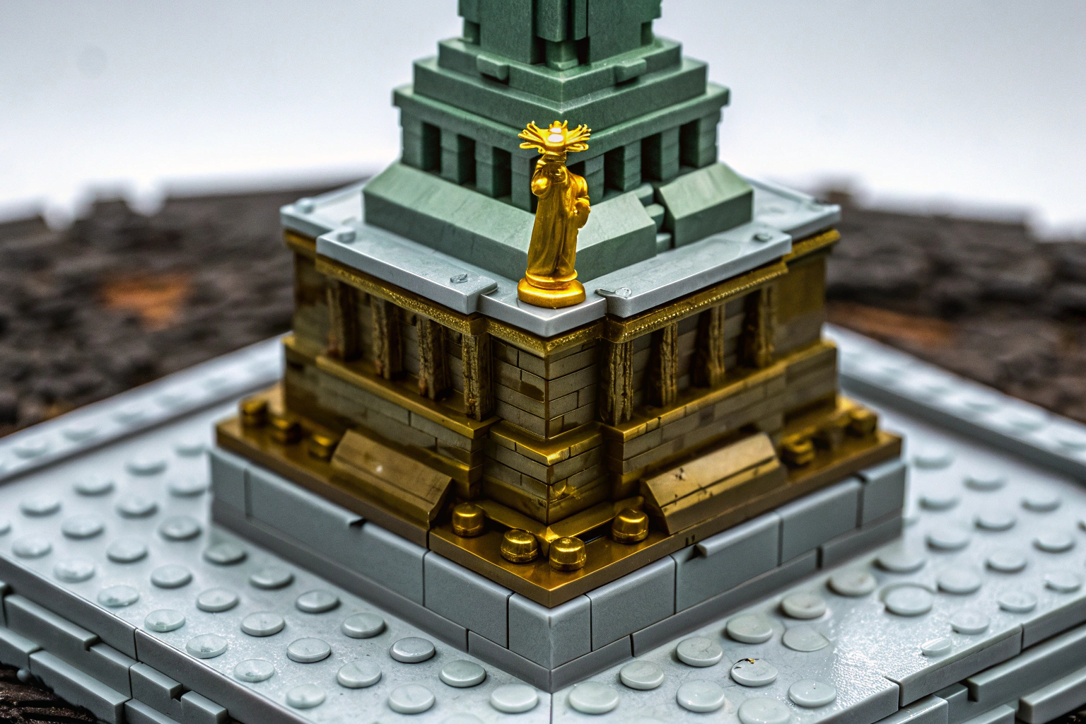 Das LEGO Architecture Set der Freiheitsstatue zeigt die detailreiche Nachbildung der Statue mit ihrem bekannten Sockel und der goldenen Fackel. LEGO Architecture Freiheitsstatue