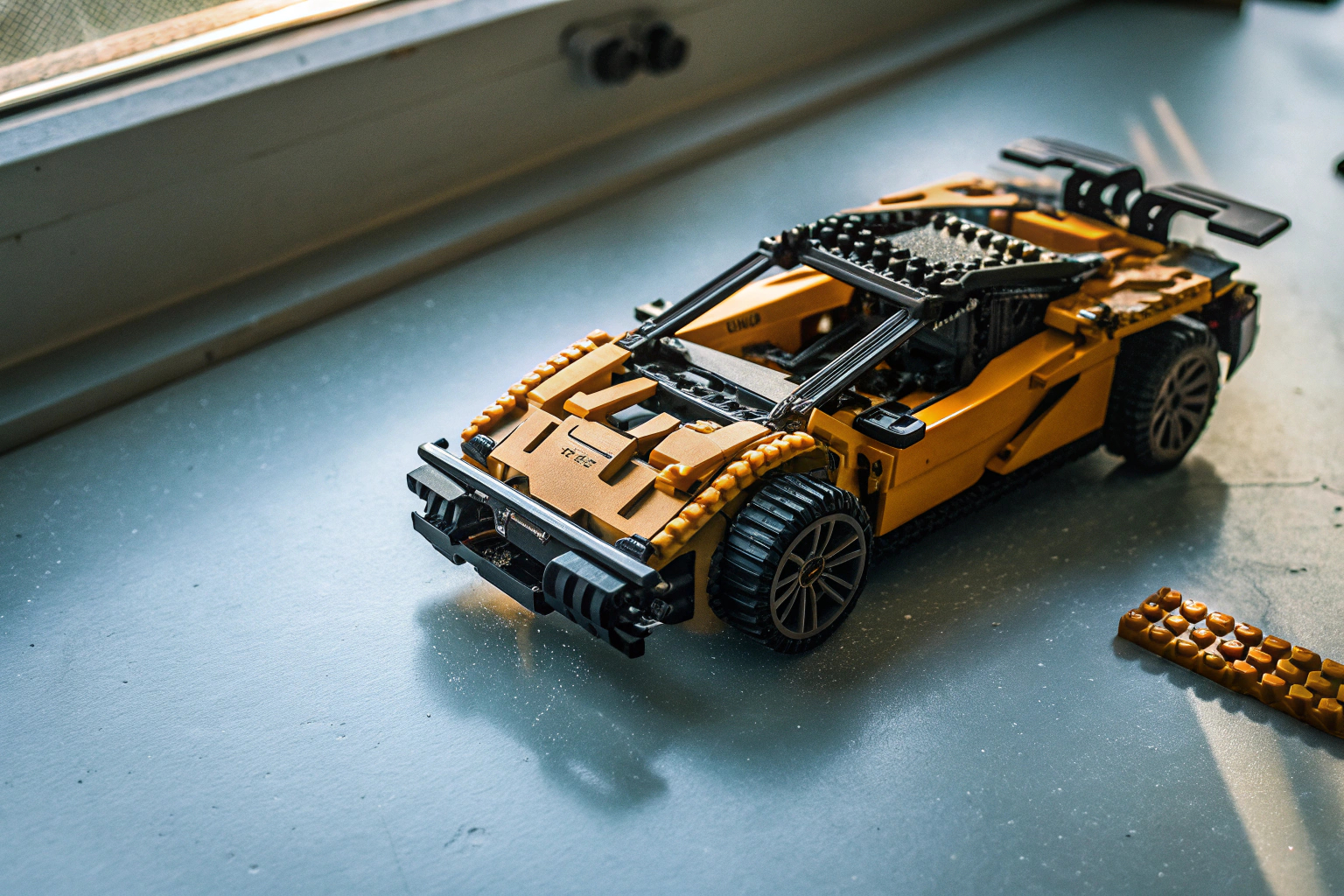 Das LEGO Technic NEOM McLaren Extreme E Race Car mit Rückziehmotor. LEGO Technic NEOM McLaren Extreme E Race Car