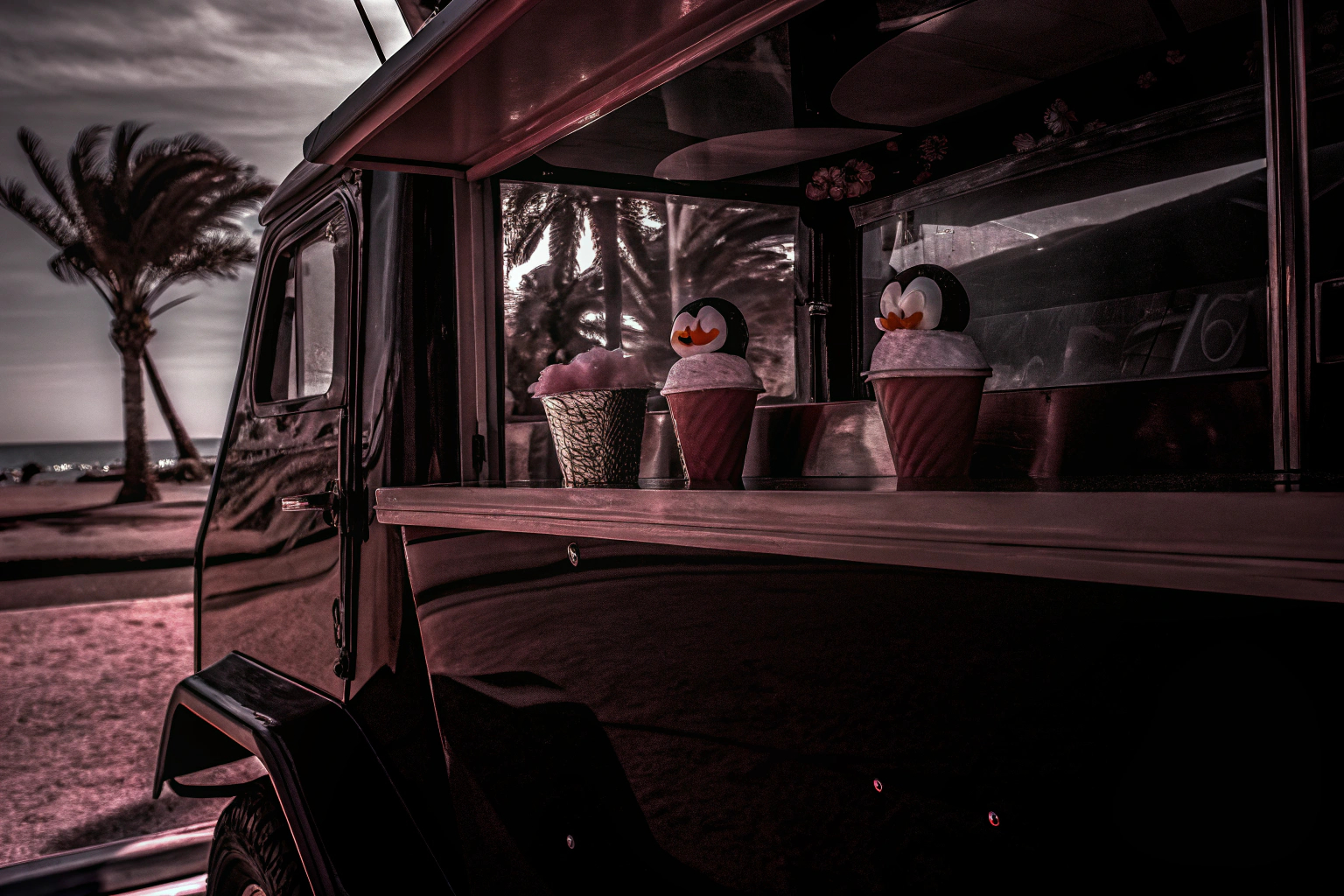 Der LEGO City Slush-Eiswagen im Pinguin-Design mit Slushy-Maschinen. LEGO City Slush-Eiswagen