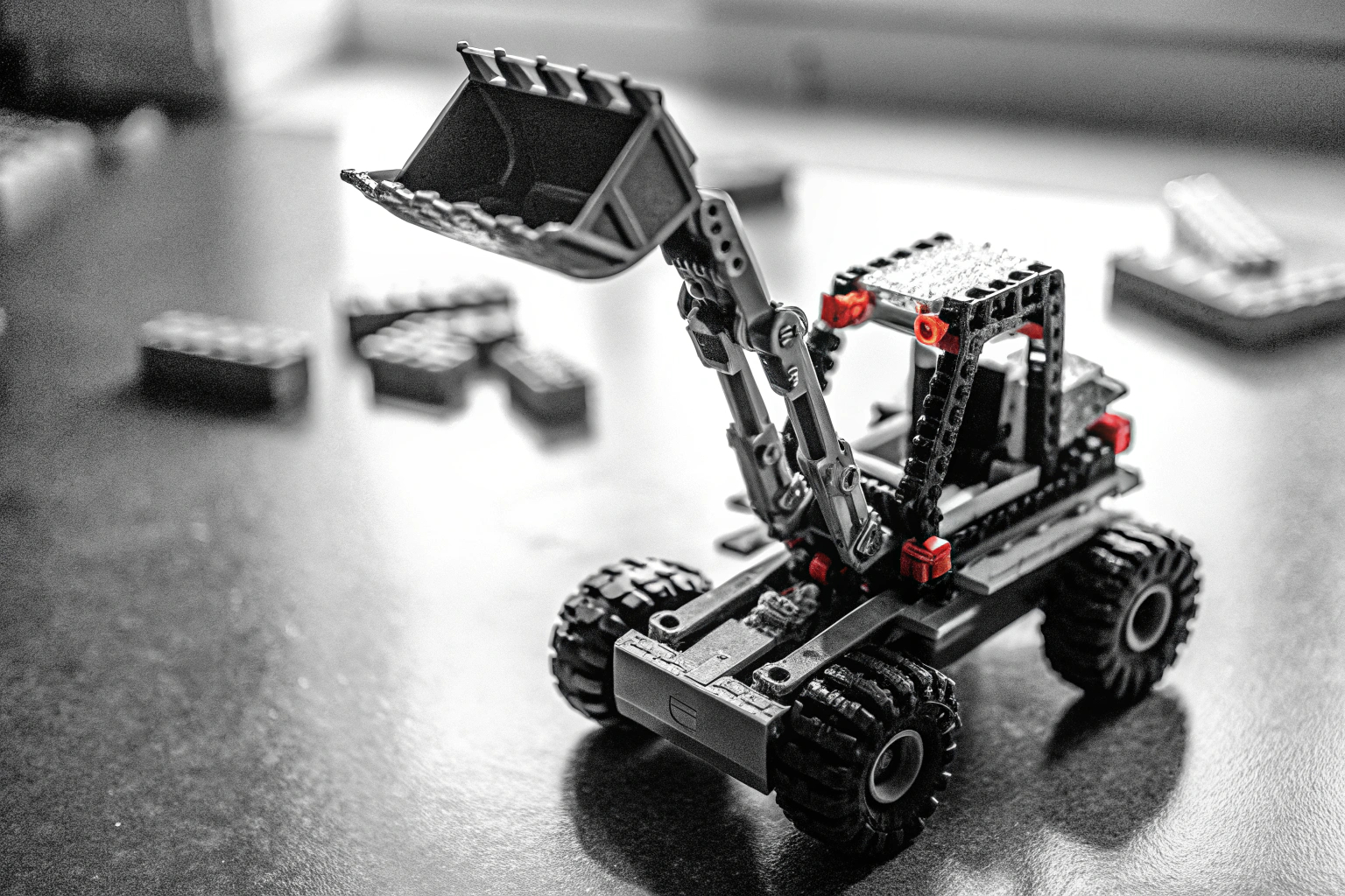 Der LEGO Technic Baggerlader mit seinen beweglichen Funktionen. LEGO Technic Baggerlader