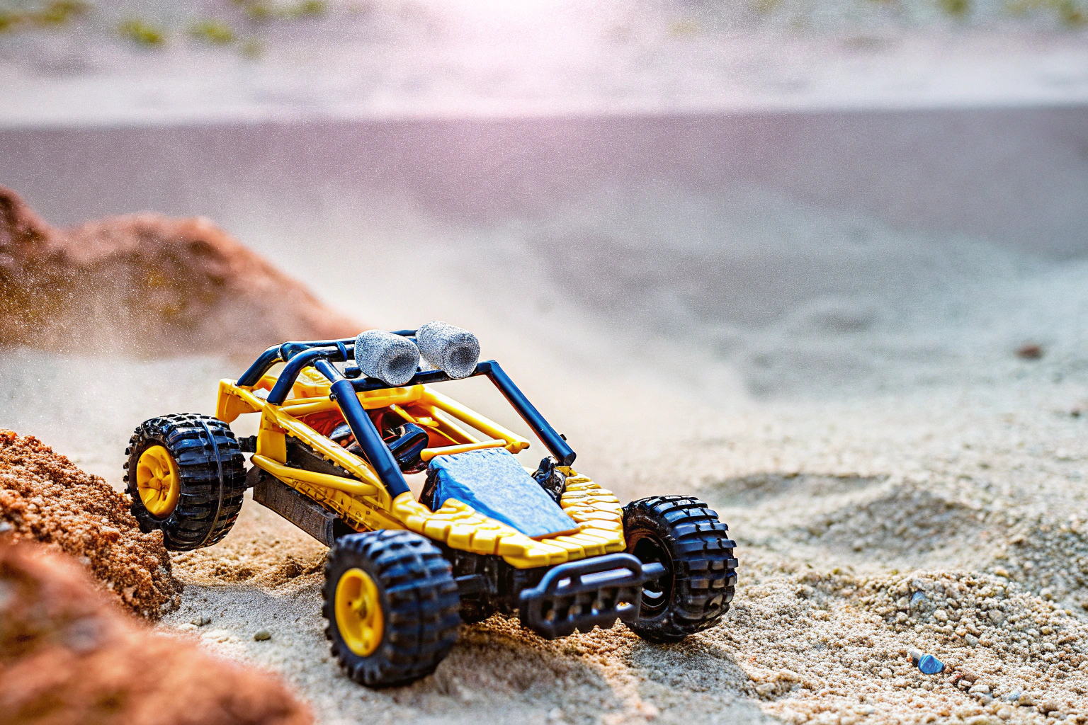 Der LEGO Technic Offroad Rennbuggy in Aktion. LEGO Technic Offroad Rennbuggy