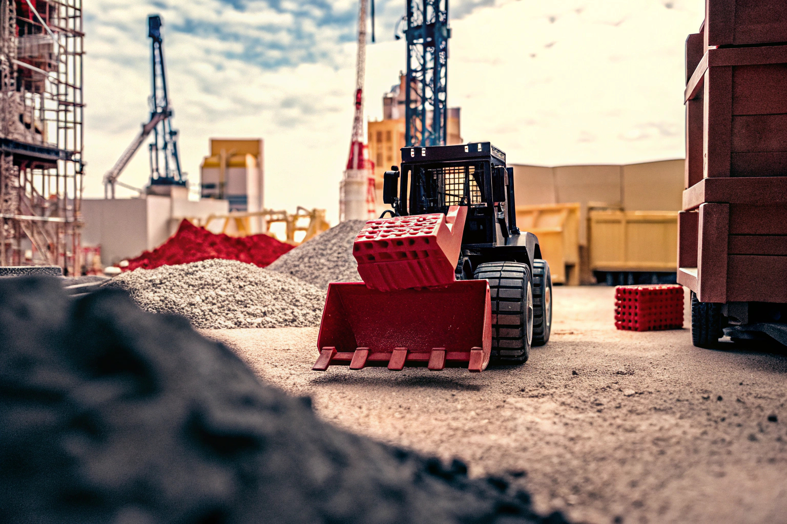 Der Lego Technic Schwerlast Bulldozer im Einsatz auf einer selbstgebauten LEGO Baustelle. LEGO Technic Schwerlast Bulldozer