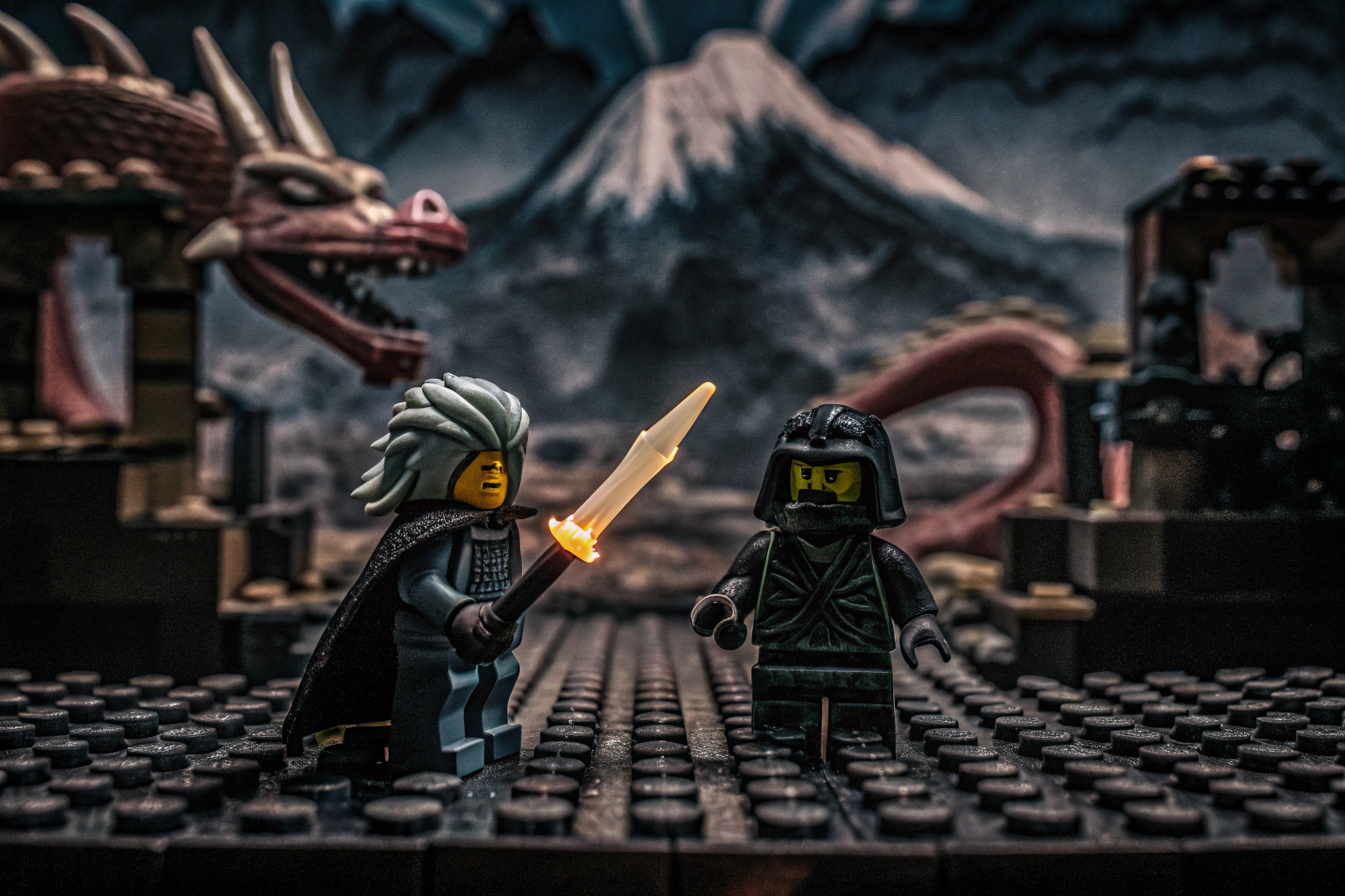 Detailaufnahme von LEGO NINJAGO-Charakteren in Aktion. LEGO NINJAGO Charaktere