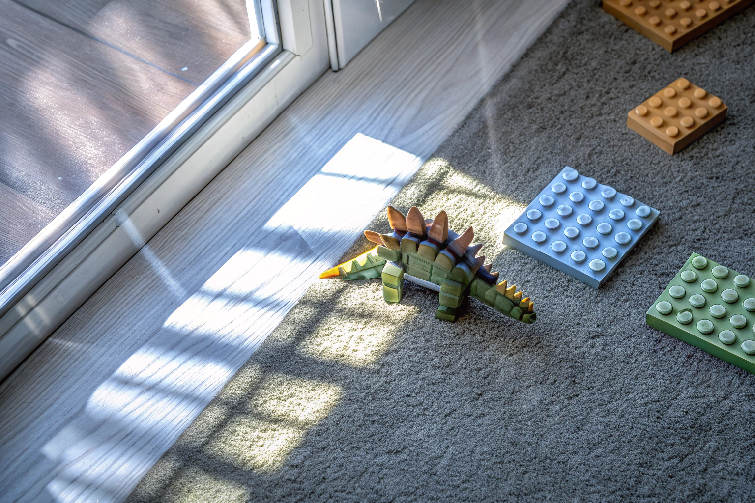 Ein Kind baut mit dem QLT QIAOLETONG Jurassic Dinosaurier Set einen Stegosaurus. Kind baut Jurassic Dinosaurier