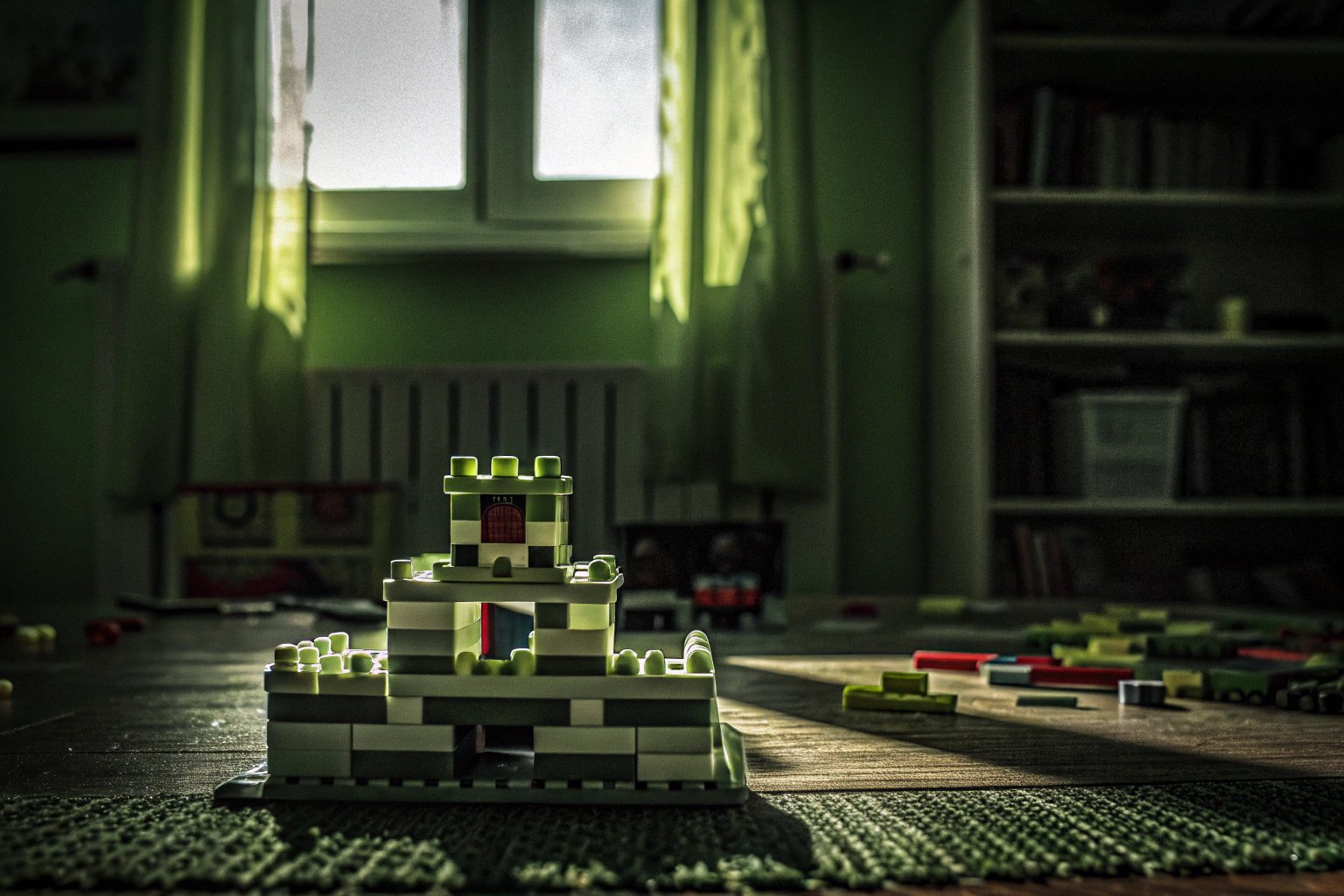 Ein Kind, das mit einem LEGO Classic Set spielt und stolz seine Kreation präsentiert. Kind mit LEGO-Kreation