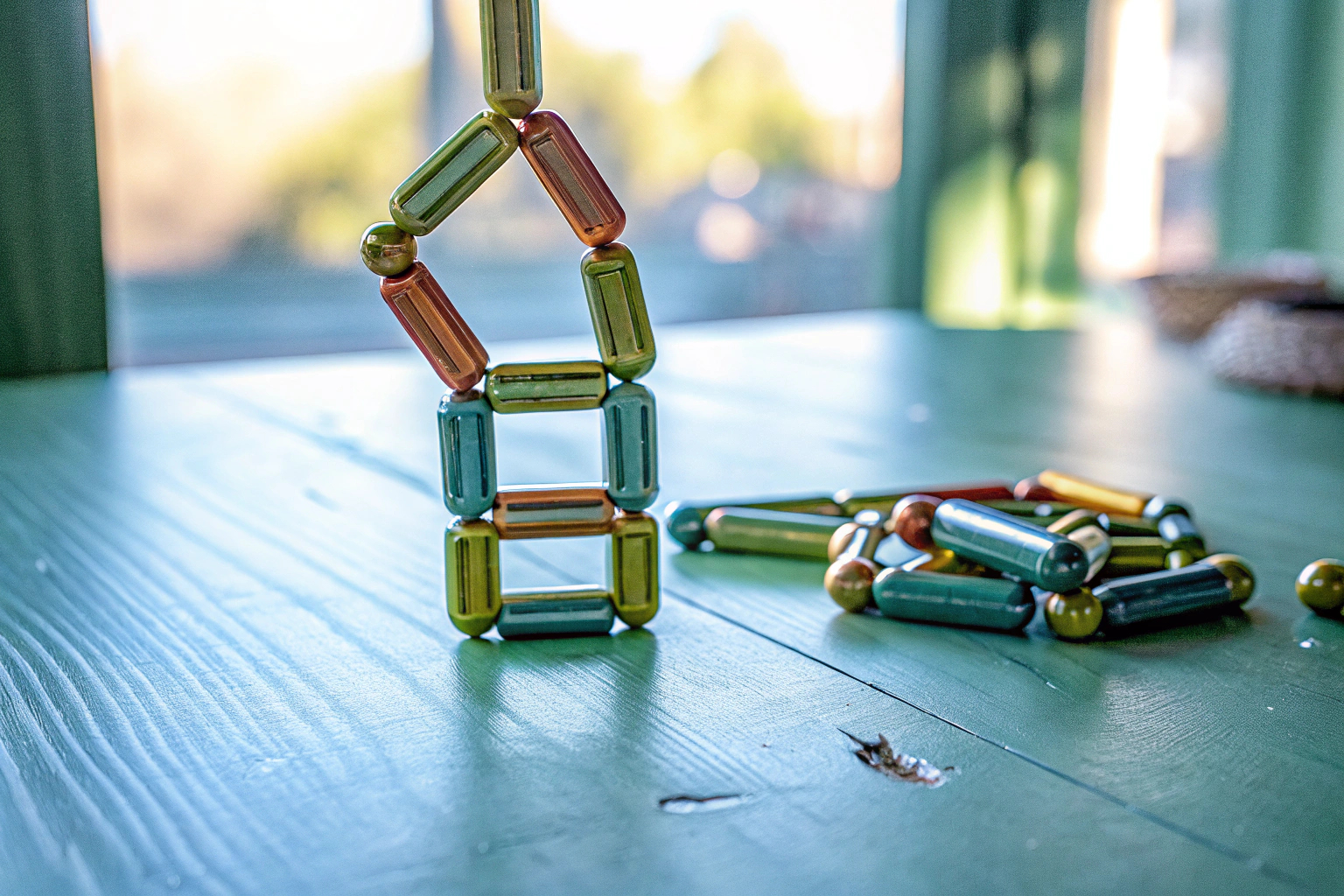 Ein Kind experimentiert mit einem Montessori Magnetspiel und entdeckt magnetische Anziehungskräfte. Magnetspiel Kind