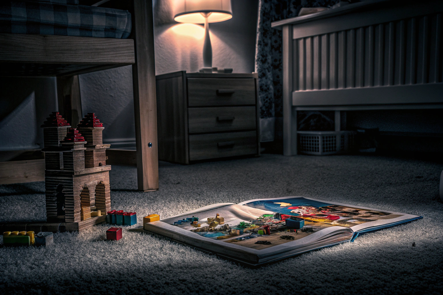 Ein Kind liest eine LEGO Gute-Nacht-Geschichte. LEGO Gute-Nacht-Geschichte