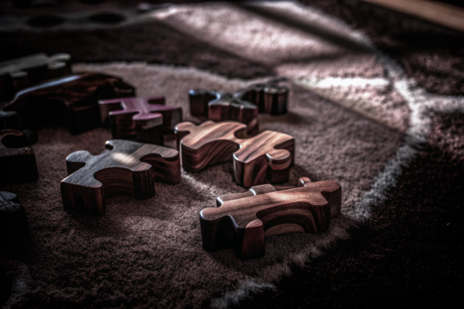Ein Kind spielt mit einem Holzpuzzle, das seine Feinmotorik und Problemlösungsfähigkeiten fördert. Kind spielt mit Holzpuzzle