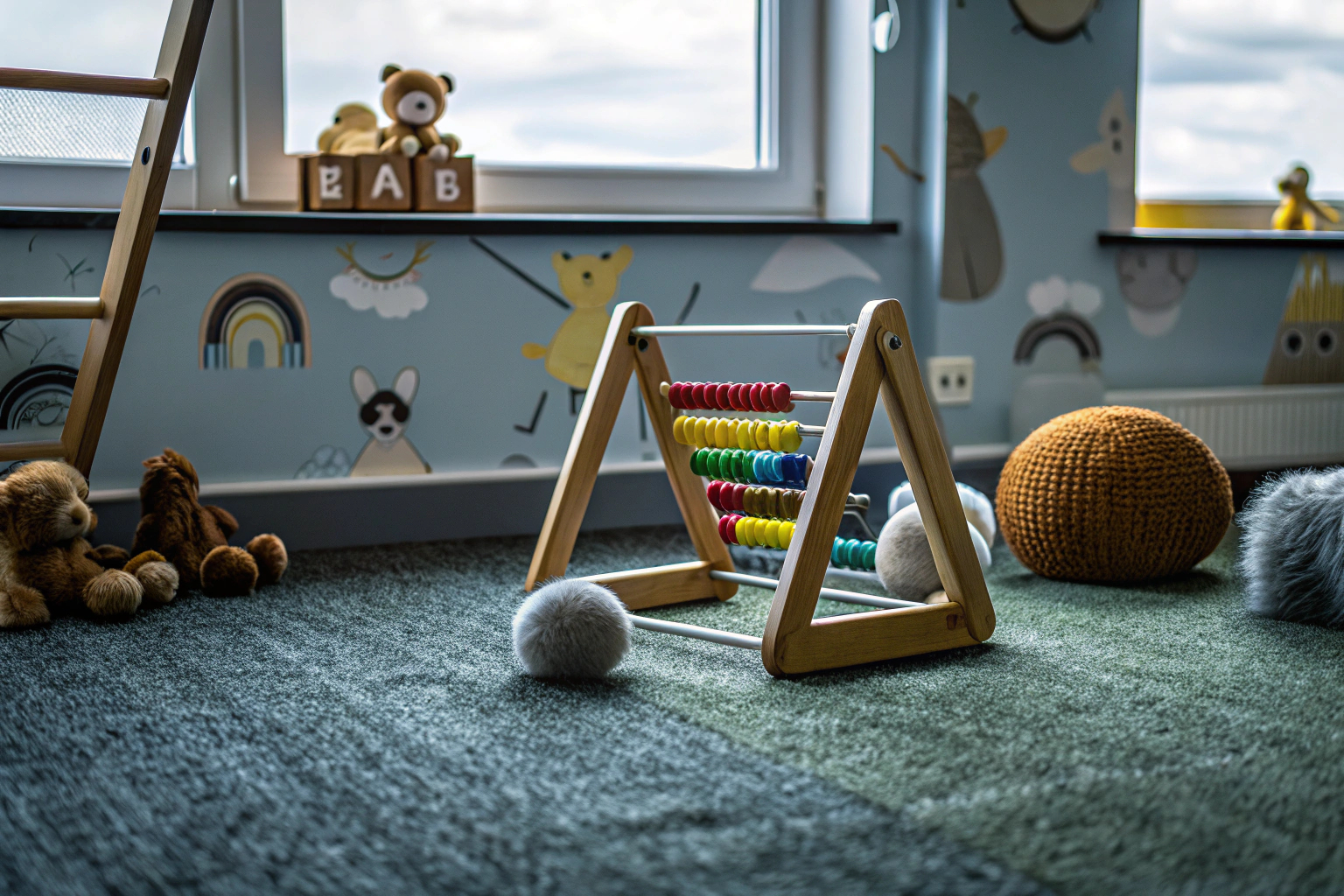 Ein Kleinkind spielt mit dem Collazoey Montessori Spielzeug, umgeben von bunten Elementen. Collazoey Montessori Spielzeug im Einsatz