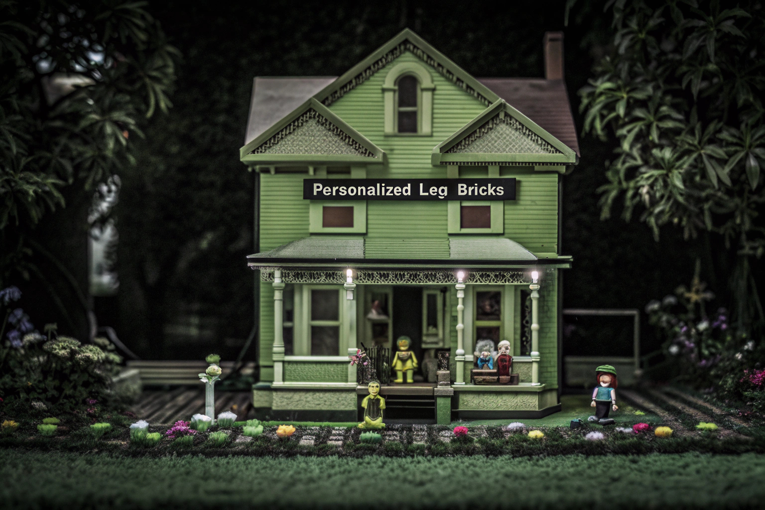 Ein kreatives Diorama aus personalisierten LEGO-Steinen, das als Geschenkidee dient. Personalisierte LEGO-Diorama