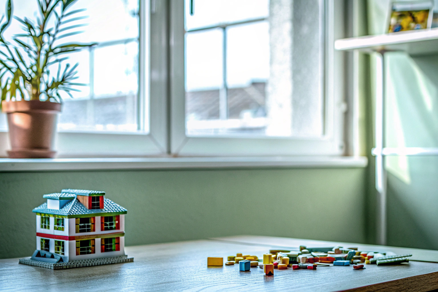 Eine entspannende Szene mit einem Erwachsenen, der konzentriert an einem LEGO-Modell arbeitet. Erwachsener beim LEGO-Bauen