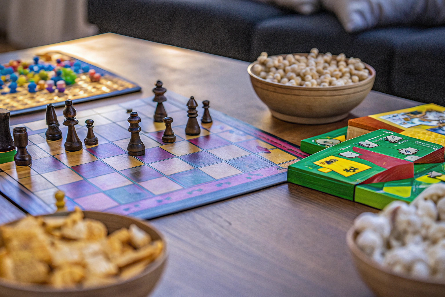 Eine Gruppe von Freunden, die zusammen ein Brettspiel spielen. Freunde spielen ein Brettspiel