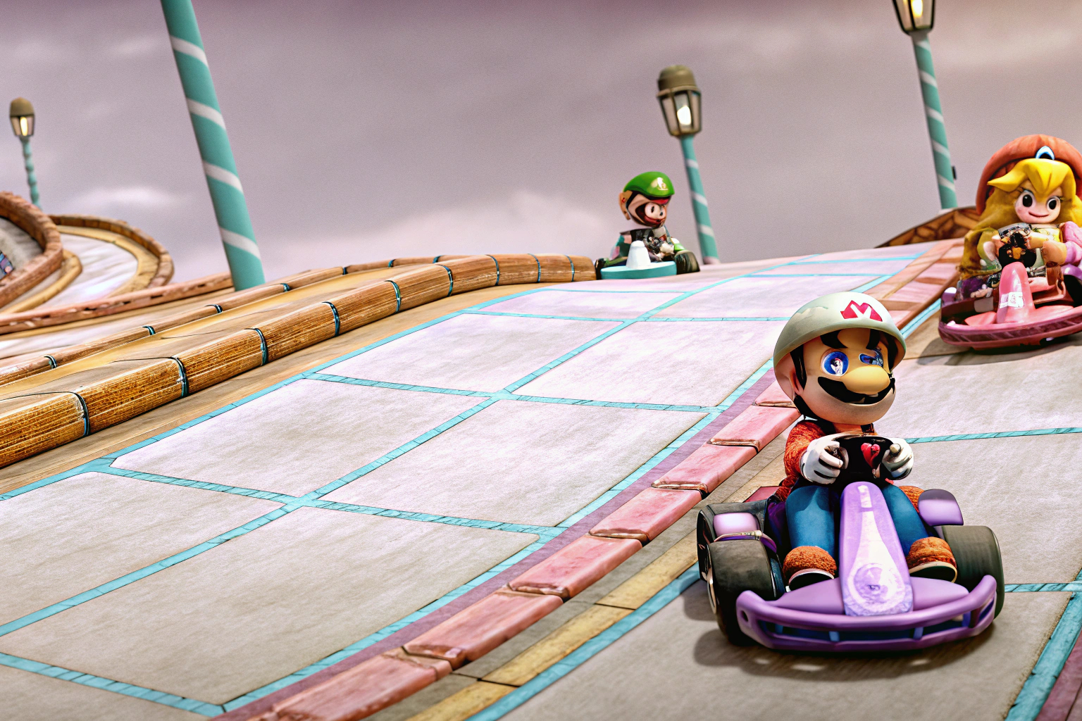Eine spannende Rennszene aus Mario Kart 8 Deluxe, bei der mehrere Charaktere um den Sieg kämpfen. Mario Kart 8 Deluxe Rennen