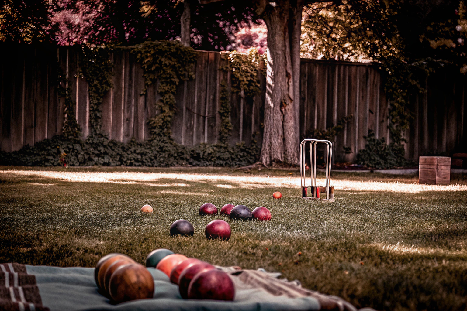 Jugendliche spielen das KOMBOID Kugelspiel im Garten. KOMBOID Kugelspiel im Einsatz