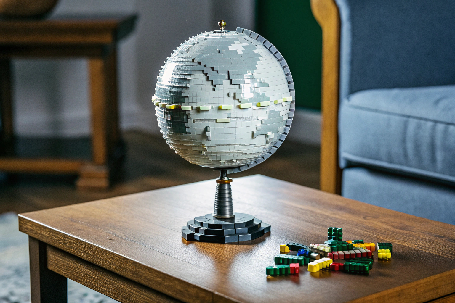 Kinder beim Spielen mit dem LEGO Technic Sonne Erde Mond Modell, um die Umlaufbahnen zu verstehen. LEGO Sonnensystem Modell