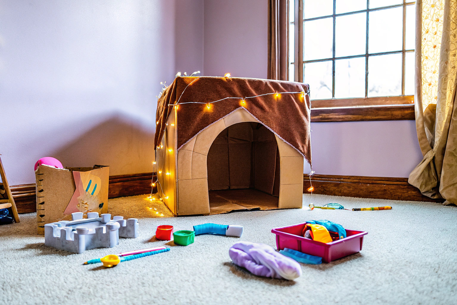 Kinder beim Spielen mit dem Tiny Land DIY Höhlenbausatz. Tiny Land DIY Höhlenbausatz