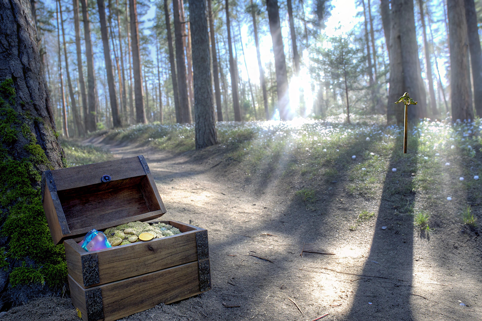 Kinder, die im Wald nach Hinweisen für ihre BIROYAL Schatzsuche suchen. Kinder bei der BIROYAL Schatzsuche im Wald