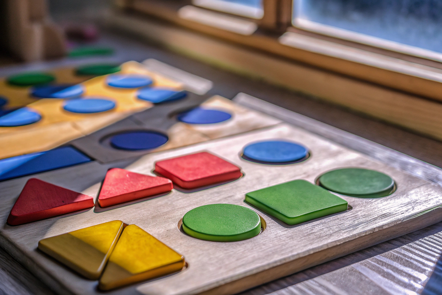 Kinder, die mit einem Montessori-Holzspielzeug spielen, um ihre motorischen Fähigkeiten zu verbessern. Kinder spielen mit einem Montessori-Holzspielzeug
