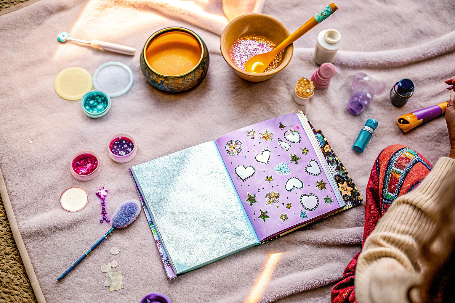 Kinder mischen bunte Zaubertränke mit dem Shmily Bastelset, um magische Kreationen zu erschaffen. Zaubertrankherstellung mit Shmily Set