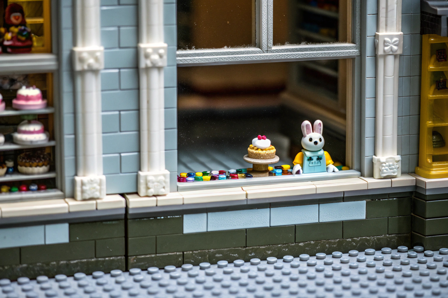 Kinder spielen im LEGO Friends Heartlake City Süßwarenladen. LEGO Friends Süßwarenladen im Spiel
