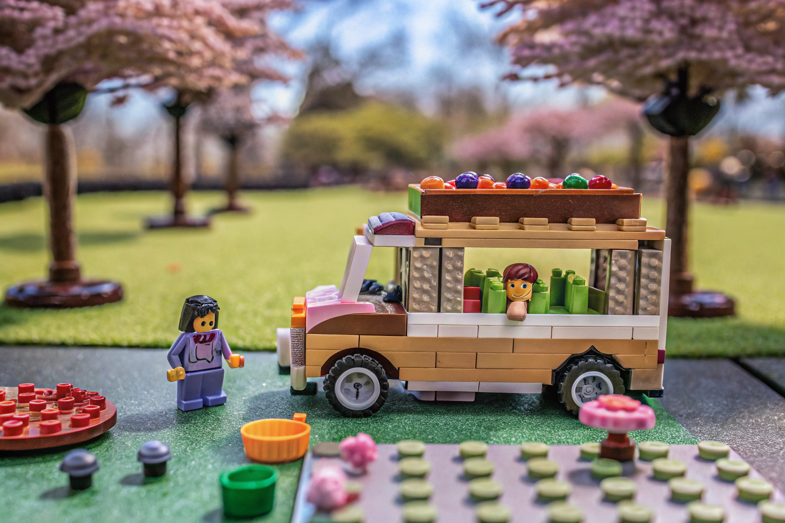 Kinder spielen mit dem LEGO Friends Bubble-Tea-Mobil Kinder spielen mit LEGO Bubble-Tea-Mobil