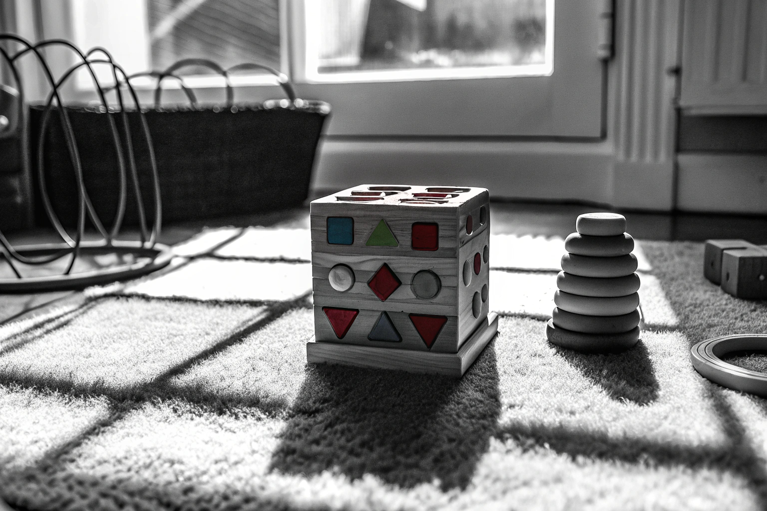 Kinder spielen mit einem Montessori-Spielzeug, das Feinmotorik und Hand-Augen-Koordination fördert. Kinder spielen mit Montessori-Spielzeug