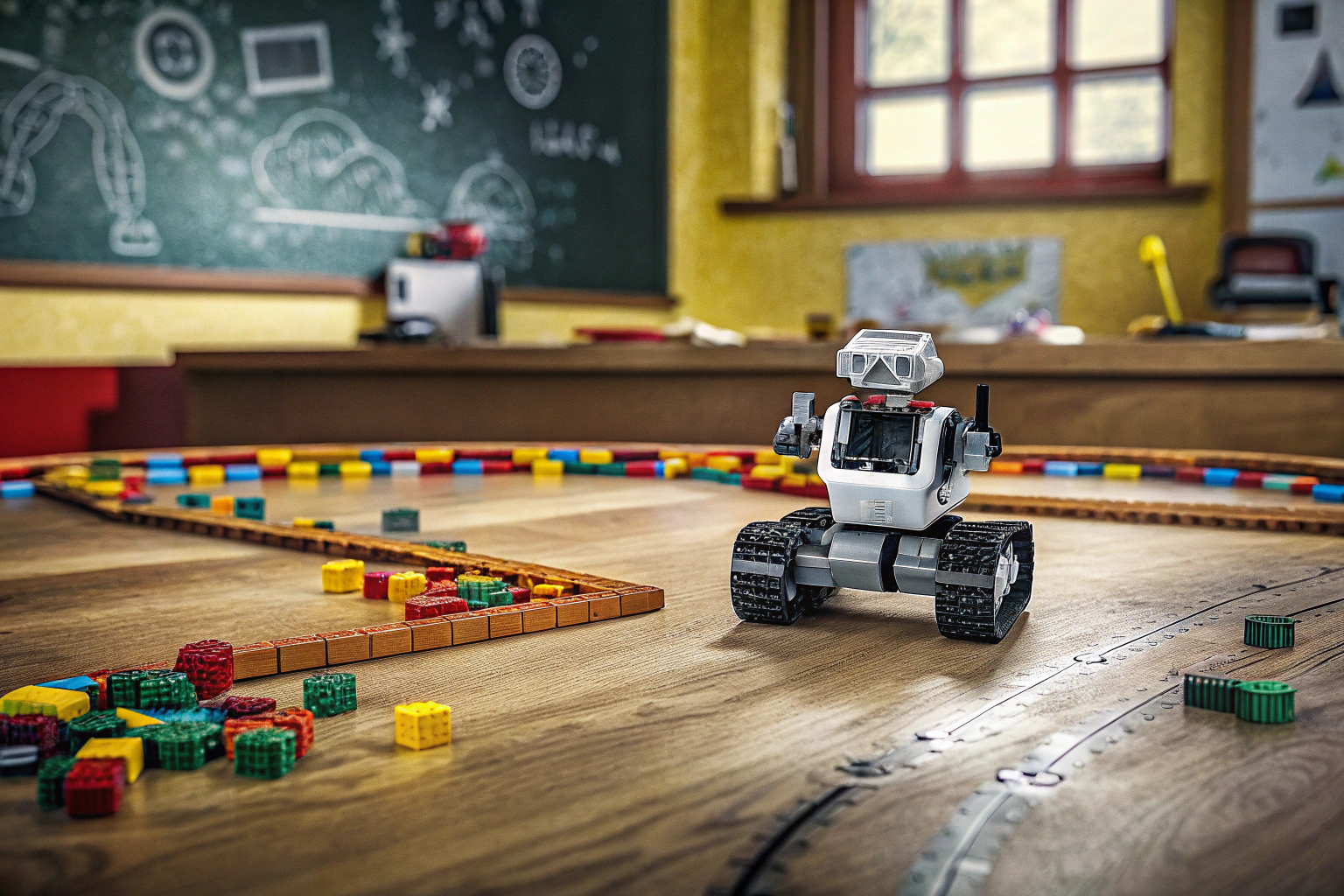 LEGO Mindstorms EV3 Roboter in Aktion im Klassenzimmer. LEGO Mindstorms EV3 im Unterricht