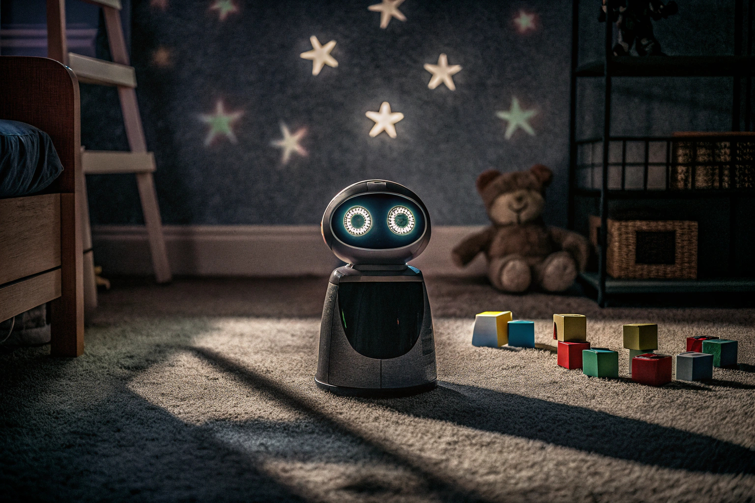 Ophy Roboter mit leuchtenden LED-Augen und Projektionsfunktion. Ophy Roboter mit LED-Augen