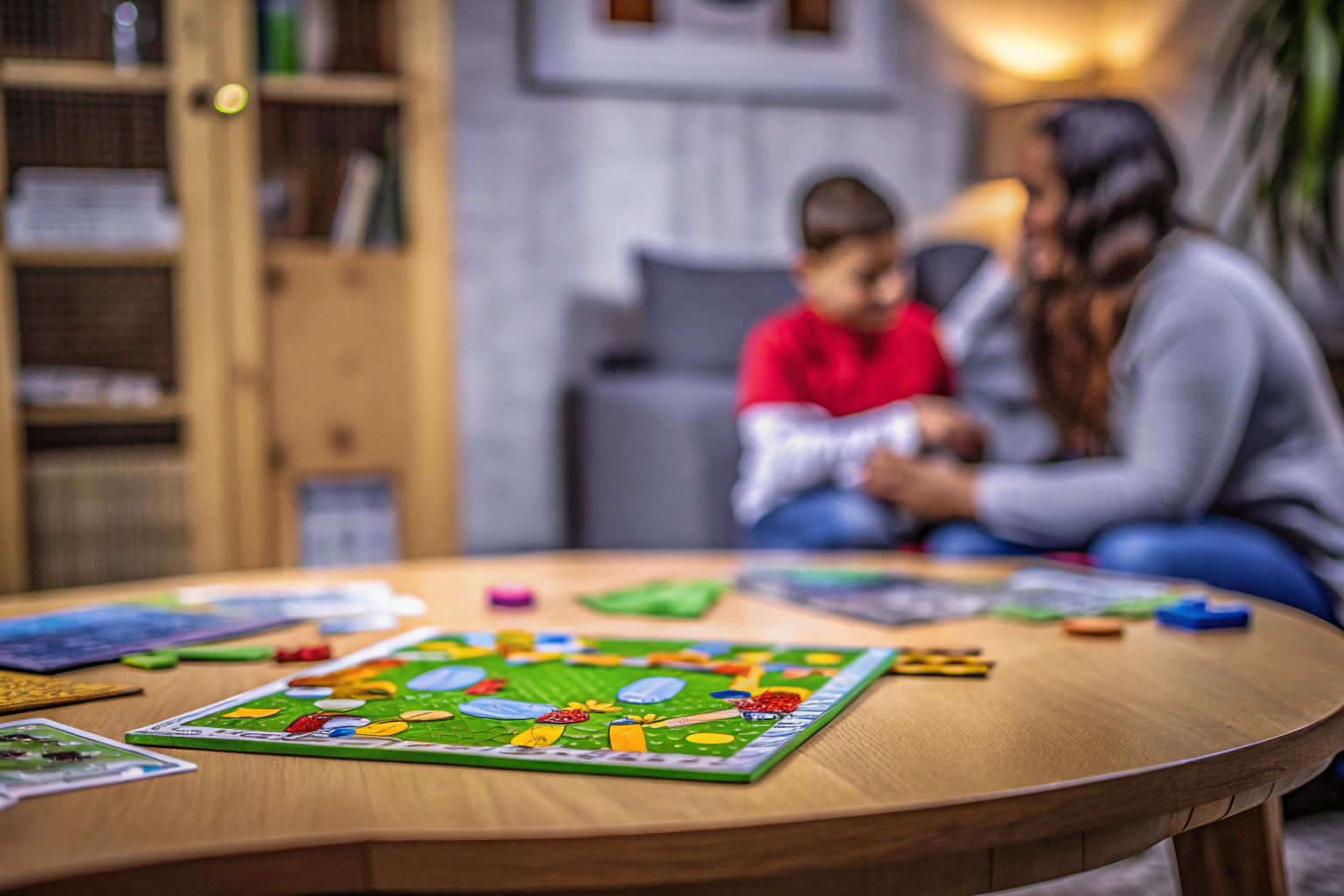 Personen, die intensiv über ein Brettspiel nachdenken, während sie Spielsteine bewegen. Denkspiel mit Spielsteinen
