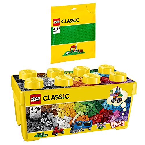Lego Classic 2er Set 10696 & 10700 Bausteine-Box + Grüne Grundplatte