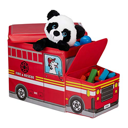Relaxdays Sitzbox Kinder, Feuerwehrauto