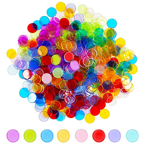 Hebayy 500 transparente 8-farbige Bingo- & Zähl-Chips