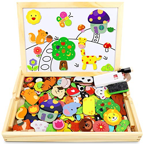 Jojoin Holzpuzzle mit Doppelseitiger Tafel