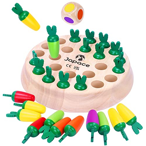 Japace Memory-Spiel aus Holz, Karotten Gedächtnis Schach