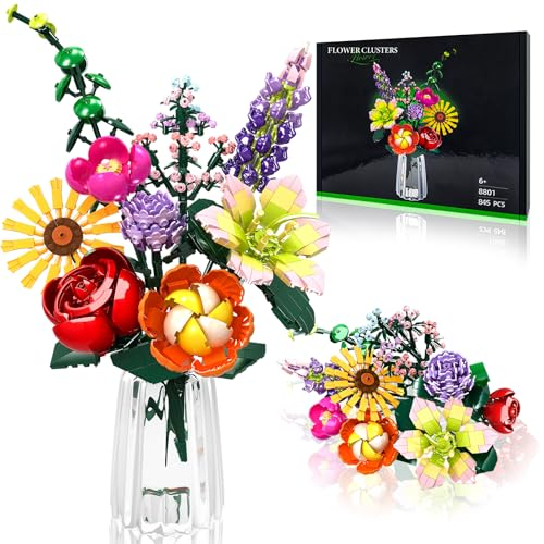 OKKIDY 861PCS Unique DIY Flower Bouquet Building Set