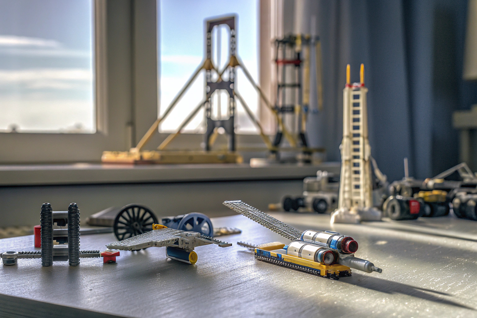 Verschiedene LEGO-Modelle, die Kreativität und Technik zeigen LEGO-Modelle für kreatives Lernen