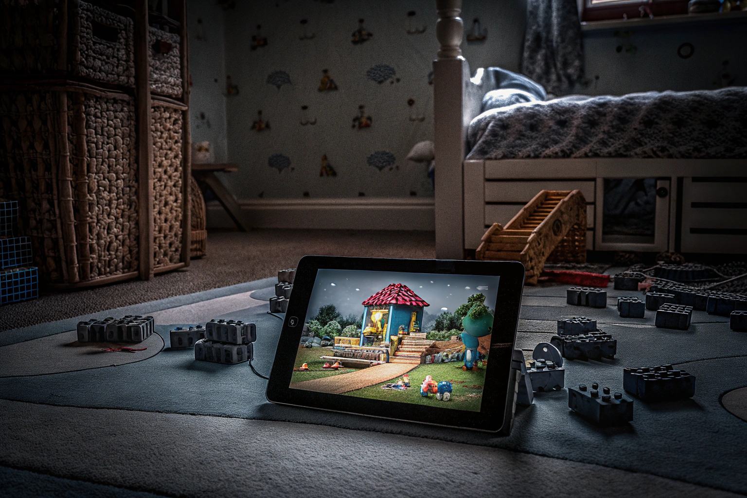 Vorschulkinder, die mit LEGO® DUPLO® WORLD spielen Kinder spielen mit LEGO DUPLO App